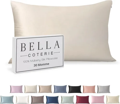 Vista 9 de Bella Coterie - Funda de almohada de seda de lujo para cabello y piel Champán