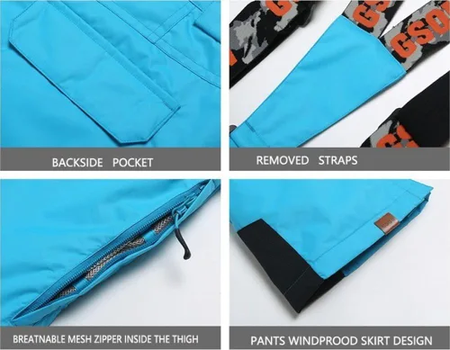 Vista 7 de Conjunto de chaqueta y pantalón de esquí para mujer, impermeable, resistente al viento, para snowboard, para deportes al aire libre
