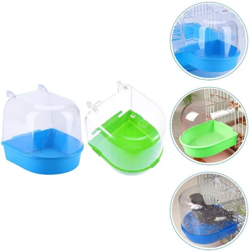 Vista 9 de GANAZONO 2 bañeras de pájaros para pájaros pequeños loros bañeras con apertura curvada para mascotas, para periquitos canarios y más