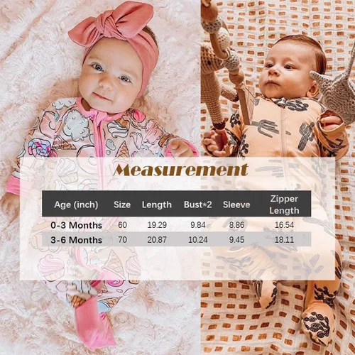 Vista 7 de CIYCUIT Mameluco con cremallera para bebé y niña con estampado de cactus