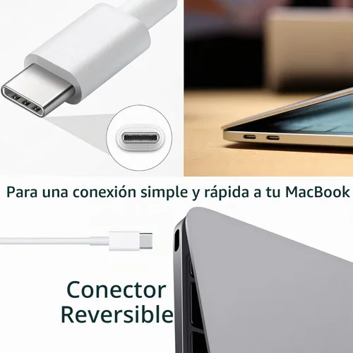Vista 8 de Cargador USB C para MacBook Air/MacBook Pro/Mac Cargador USB C Cargadores de laptop, Bloque de carga Mac Book Pro de 96 W, adaptador de corriente