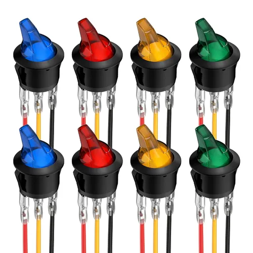 Vista 9 de DaierTek Carcasa de Interruptor Basculante Redondo 12V Iluminado 3 Pines con LED Azul Interruptor de Palanca Basculante de 12 Voltios CC