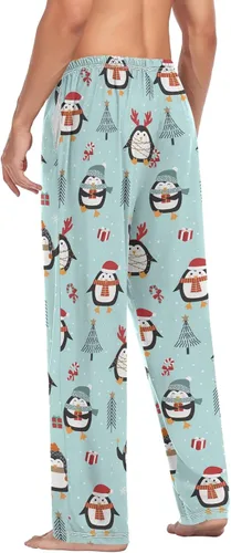 Vista 6 de Bonito muñeco de nieve feliz Navidad, pantalones de pijama para hombre, pantalones de descanso súper suaves para hombre, pantalones de pijama