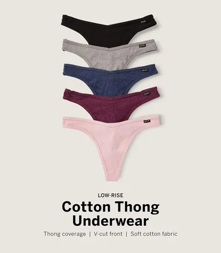 Vista 4 de Victoria's Secret Paquete de tangas de algodón rosa, ropa interior para mujer (XS-XXL)