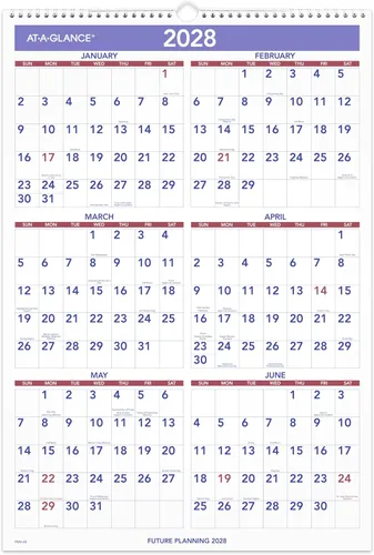 Vista 5 de AT-A-GLANCE Calendario de pared 2027, mensual, planificador de 15.5 x 22.75 pulgadas, bloques diarios a rayas (PM32827)