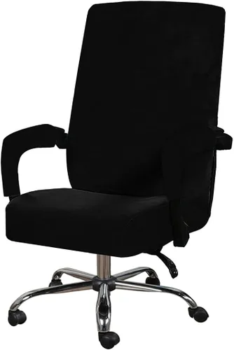 Vista 11 de Funda para silla de oficina con fundas para reposabrazos, funda elástica de terciopelo suave para silla de escritorio, fundas protectoras para silla