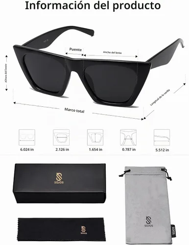 Vista 5 de SOJOS Trendy Square Cateye Polarized Sunglasses Womens Big Frame Shades SJ2115 Todo negro