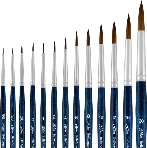 Vista 14 de Silver Brush Limited BA-2753S BelleAqua - Juego de pinceles redondos básicos para acuarela, 3 piezas, mango corto profesional, juego de pinceles