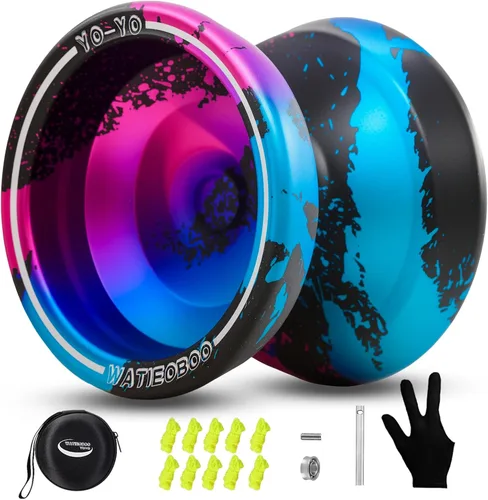 Vista 12 de yoyo Profesional, Yoyo Metálico Sensible para Principiantes, Yoyos No Sensibles para Adultos con Kits de Rodamientos No Sensibles, Guante y 10