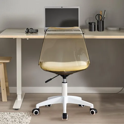 Vista 8 de Silla de escritorio transparente, Silla de oficina en casa de plástico, Silla giratoria de plástico para oficina, hogar, maquillaje, espacio