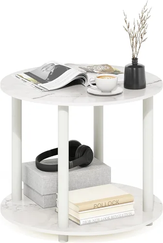 Vista 15 de Furinno Mesa de Café Básica, Mesa de Centro Moderna de 2 Niveles con Estante Abierto, Mesa Auxiliar de Fácil Montaje, para Sala de Estar