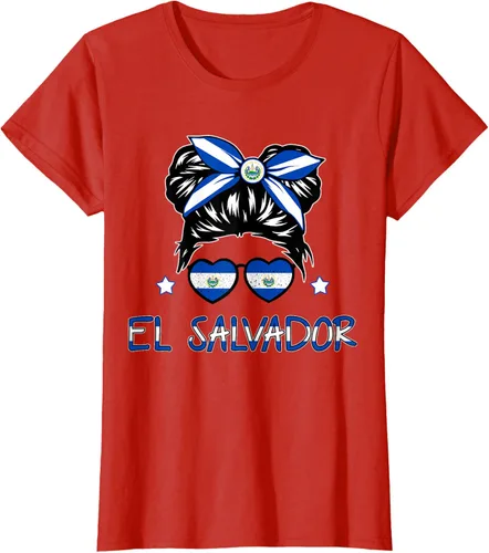 Vista 57 de Camiseta de El Salvador para Niñas Bandera Patrimonio Hispano Salvadoreño
