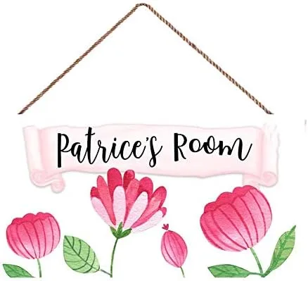 Vista 6 de Letrero de puerta para niños, flores de jardín de ciruelas de azúcar, placa de madera para colgar en la pared, regalo