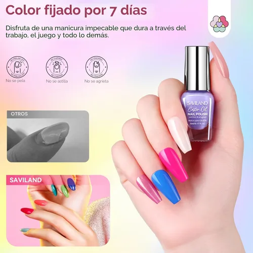 Vista 3 de SAVILAND - Juego de esmaltes de uñas de 20+3 colores con capa base brillante y mate Quick Dry, Pastel Pink Blue Green Yellow, Spring Summer
