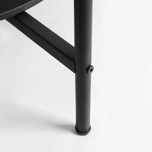 Vista 8 de Wisfor Mesa de centro de mármol para sofá de mesa: mesa central redonda de piedra sinterizada blanca de 2 niveles con Fram negro para sala de estar