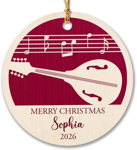 Vista 19 de Adorno de Navidad de instrumento musical de acordeón, nombre personalizado y adorno de año para acordeonista, regalo de profesor de música