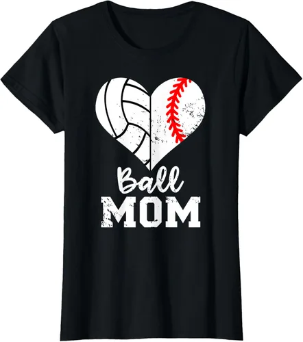 Vista 44 de Ball Mom Heart Funny Baseball Voleibol Mom - Camiseta para mamá, Negro, S