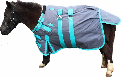 Vista 6 de Manta de invierno de 42" 1200D para potro, poni, caballo, y asno en miniatura rojo BLK 51946 Challenger