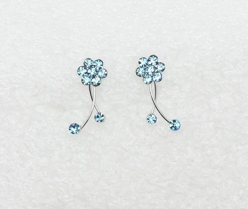 Vista 4 de Faship Precioso conjunto de pendientes y collar floral de cristal