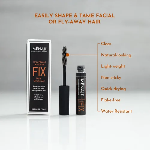 Vista 2 de MËNAJI The Fix Gel para barba y cejas para hombre, gel de sujeción y fijación con cepillo en espiral, duradero y duradero, mantiene el vello facial