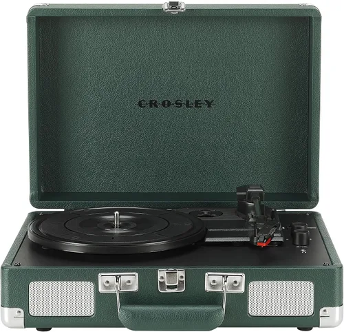 Vista 31 de Crosley CR8005F-AC Cruiser Plus - Tocadiscos vintage de 3 velocidades con Bluetooth, tipo maletín, reproductor de discos de vinilo, tablero