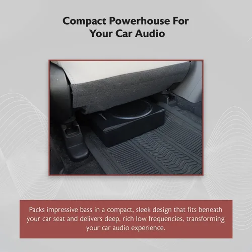 Vista 3 de Rockville Subwoofer delgado bajo el asiento amplificador integrado, carcasa de aluminio, control remoto, perfecto para audio de coche/camión