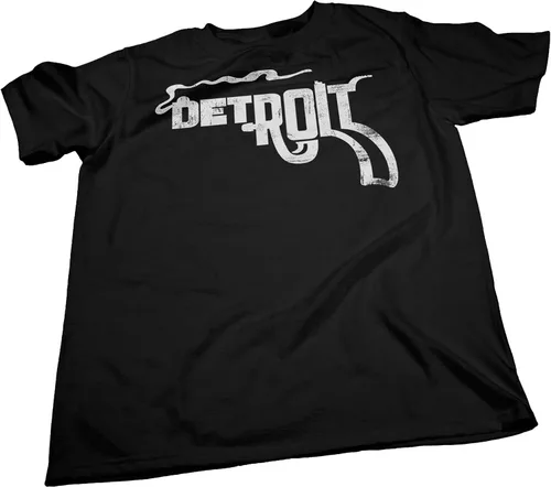 Vista 4 de Detroit Smoking Gun - Camisa para hombre y mujer, estilo vintage, suave Negro