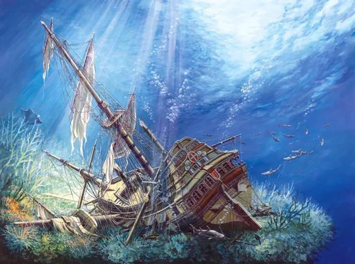 Vista 2 de Castorland Rompecabezas de galeón hundido (2000 piezas)