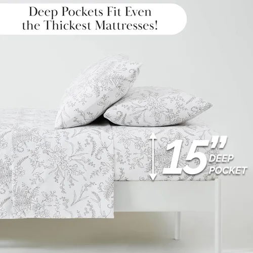 Vista 126 de Southshore Fine Living, Inc. Colección Winter Brush, juego de sábanas de 3 piezas para cama individual, sábana bajera con bolsillo profundo de 14