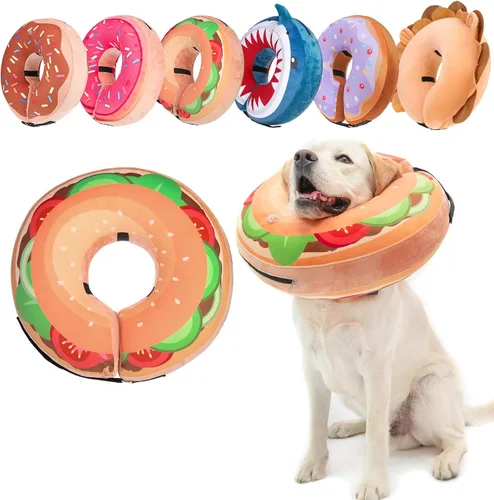 Vista 15 de BEAUTYZOO Alternativa al cono para perro después de la cirugía para perros grandes, medianos y pequeños, collar de cono inflable suave para perros