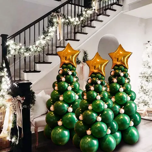 Vista 4 de Kit de arco de guirnalda de globos de Navidad, 96 globos de árbol para decoraciones de fiestas