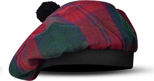 Vista 12 de Sombrero escocés Tam o Shanter Gorro escocés Tartan P.V Tartan (poliviscosa) Mezcla de lana con pompón Talla única para todos.