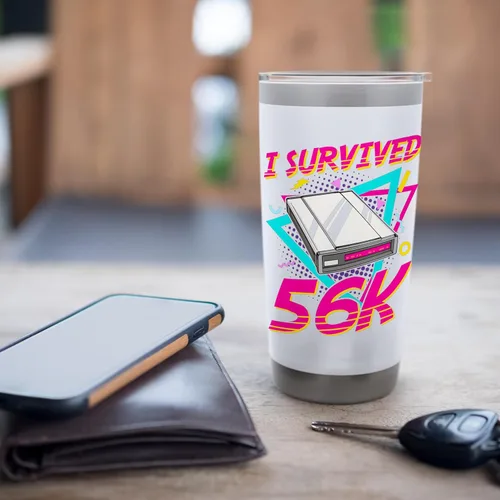 Vista 7 de 90s Nostalgia Retro 90s Dial Up Internet Vintage Stainless Steel Insulated Tumbler