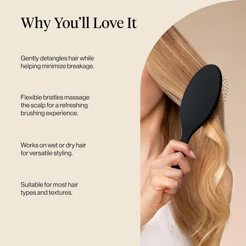 Vista 5 de Kitsch Cepillo desenredante para cabello húmedo y seco, cepillo flexible para mujeres, hombres y niños, cepillo desenredante para cabello rizado