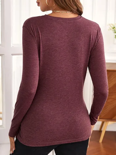Vista 2 de Verdusa Camiseta de maternidad de manga larga con cuello redondo para mujer