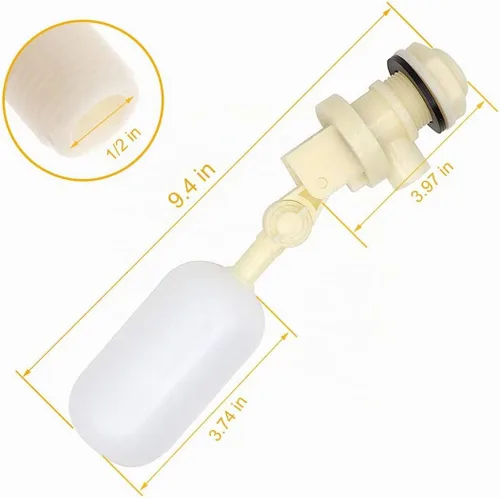 Vista 3 de Válvula de flotador de plástico de 1/2 pulgada, válvula de flotador de agua con brazo ajustable, válvula de bola de flotación de agua estable