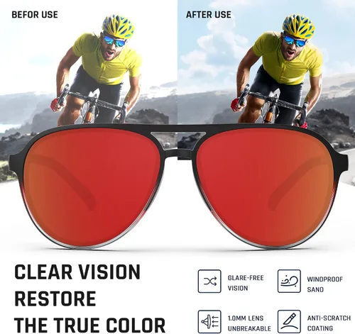 Vista 4 de Anteojos de sol estilo aviador polarizados para hombre y mujer, lentes deportivos para pesca, navegación, playa, golf, conducción TR75