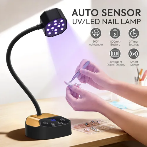 Vista 2 de Lámpara de uñas UV: 36W Mini luz UV para esmalte de uñas de gel 50mW/cm² Luz LED recargable de uñas de cuello de cisne Secador de uñas con 12 LED, 4