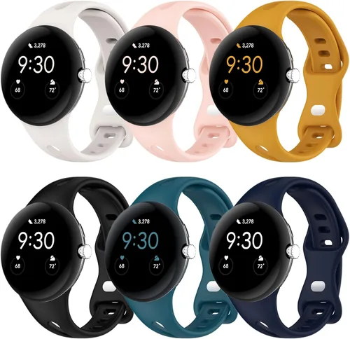 Vista 13 de Correas delgadas compatibles con Google Pixel Watch 4 3 (41mm)/Pixel Watch 2 1, correas ajustables transpirables de silicona suave deportiva