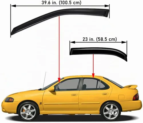 Vista 2 de Lightronic Visera de ventana de ventilación automática de montaje exterior extraduradera, se adapta a Nissan Sentra 2000-2006, protección UV