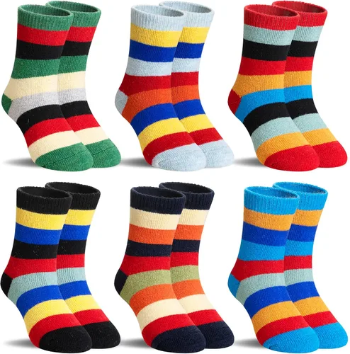 Vista 21 de SeeyAN Calcetines de lana merino para niños y niñas, botas de senderismo, térmicos, cálidos, acogedores, suaves, gruesos, 6 pares