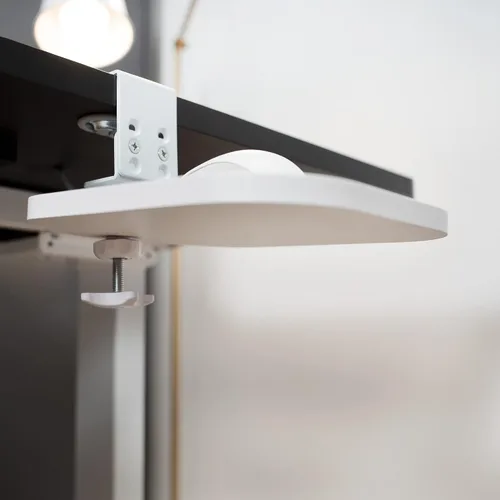 Vista 9 de VIVO Plataforma Soporte para Alfombrilla de Ratón de Madera con Abrazadera, Bandeja Giratoria 360° Ajustable Bajo el Escritorio, Accesorio