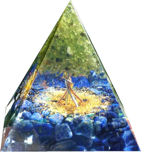 Vista 12 de Árbol de la vida hecho a mano Orgonita Pirámide Peridoto con Piedra de Cristal de Obsidiana Positivo Reiki Generador de Energía Curativa Colección