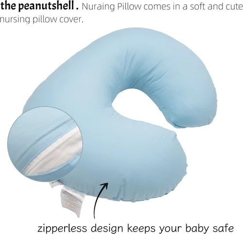 Vista 5 de LAT - Almohada de lactancia para lactancia materna, funda extraíble 100% algodón, almohadas ergonómicas para lactancia materna para mamá y bebé