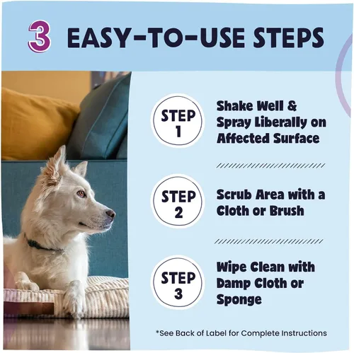 Vista 6 de Pawstruck Eliminador de manchas y olores de mascotas de fuerza profesional, solución de limpieza enzimática natural para perros y gatos, eliminador