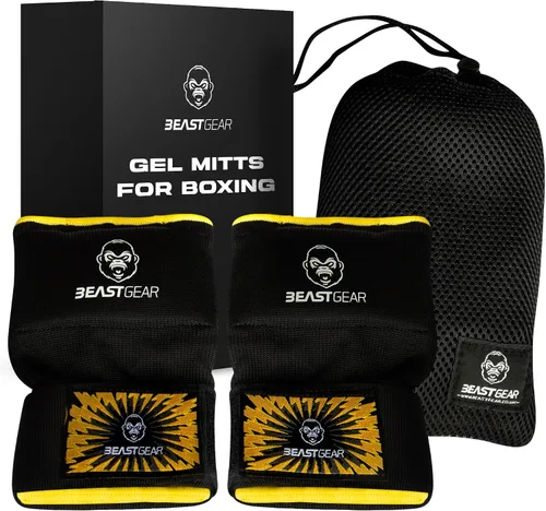Vista 7 de Beast Gear Guantes interiores de boxeo con relleno de gel, correas de muñeca rápidas de 39.4 in para hombres y mujeres - MMA, Muay Thai, Kickboxing