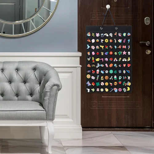 Vista 6 de Organizador de dijes para zapatos, soporte colgante con 100 agujeros para Crocs Charms, exhibición montada en la pared, capacidad para hasta 100