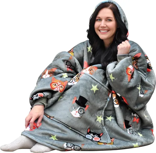 Vista 4 de Catalonia Sudadera con Capucha Manta Extragrande, Cómoda Sudadera Sherpa Usable, Regalo para Ella