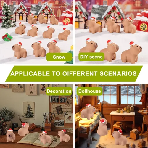 Vista 9 de 60 figuras de Capybara de Navidad, mini animales de resina para decoración de Navidad, aldea de Santa, rellenos de cajas de regalo, recuerdos