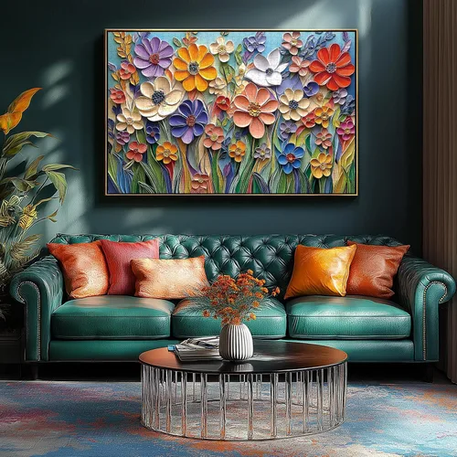 Vista 4 de MINIWAN Rompecabezas de 1000 piezas de arte de papel con plumas 3D para jardín de flores 27.5 x 19.7 pulgadas, letras en la parte posterior